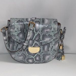 🌟HP! GILI Blue Cobra Leather Crossbody Saddle Bag